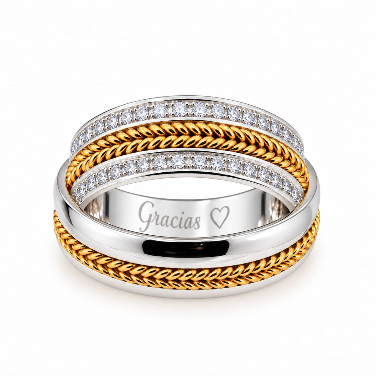 Aros de Boda Plata y Oro, Entrelazados de amor
