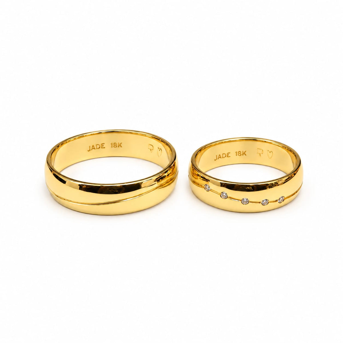 Aros de matrimonio 1 linea de amor en oro de 18k