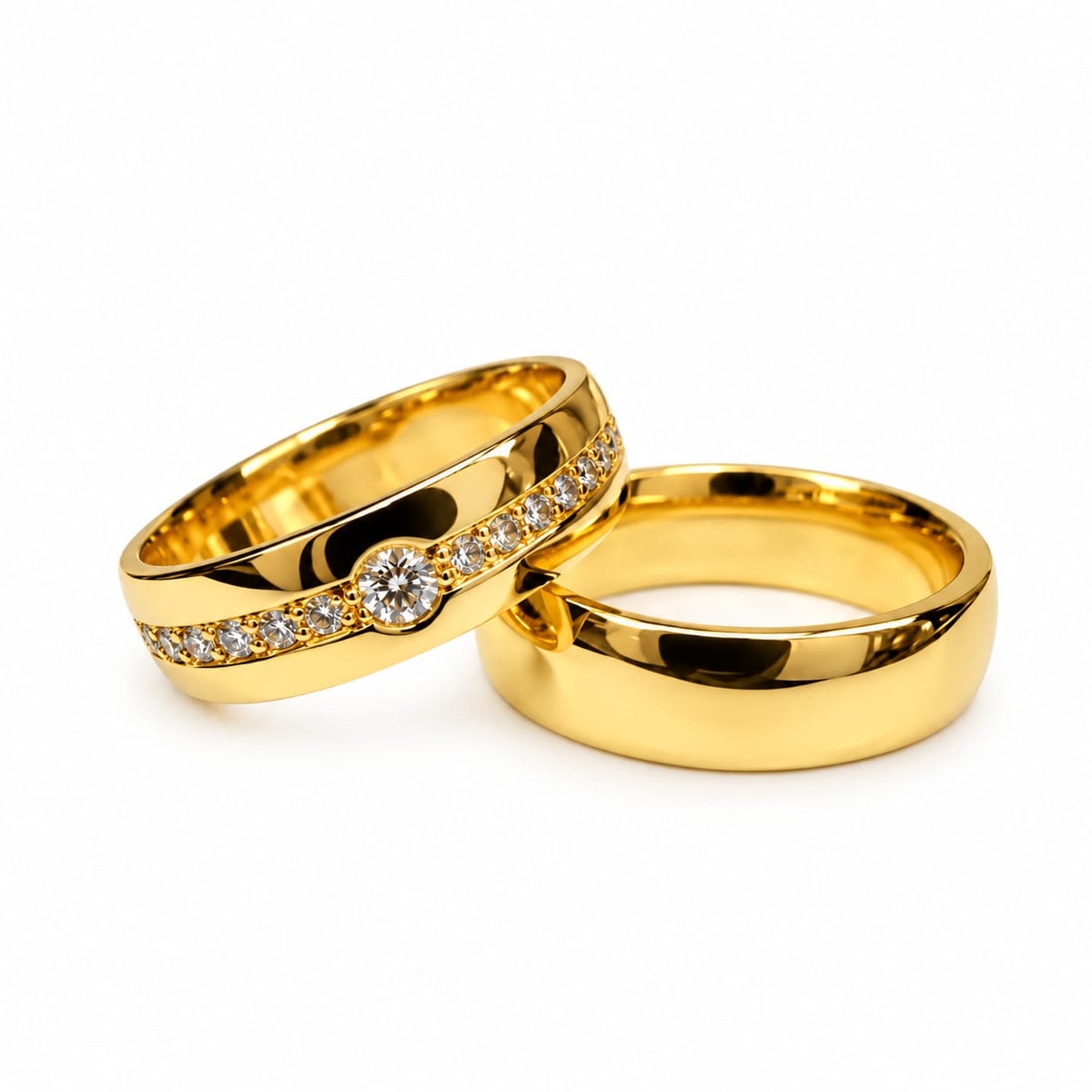 Aros de matrimonio Cristal en oro de 18k