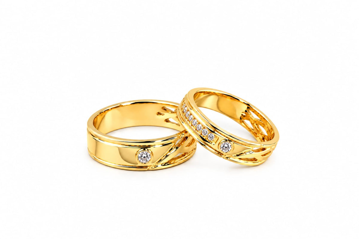 Aros de Boda 18K con Moissanite Unión de amor