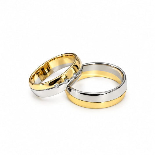 Alianzas aros de boda Bicolor Love Oro 18k – Jade18k