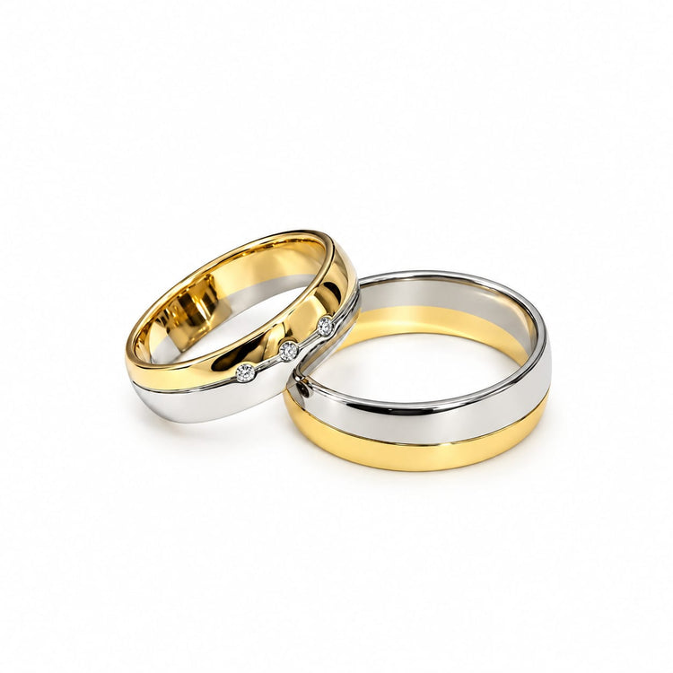 Alianzas aros de boda Bicolor Love Oro 18k – Jade18k