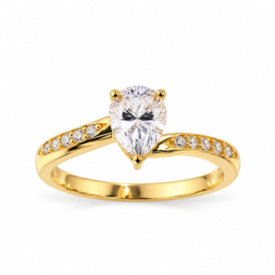 Anillo de compromiso con moissanitas Gotas de amor en oro 18k – Jade18k