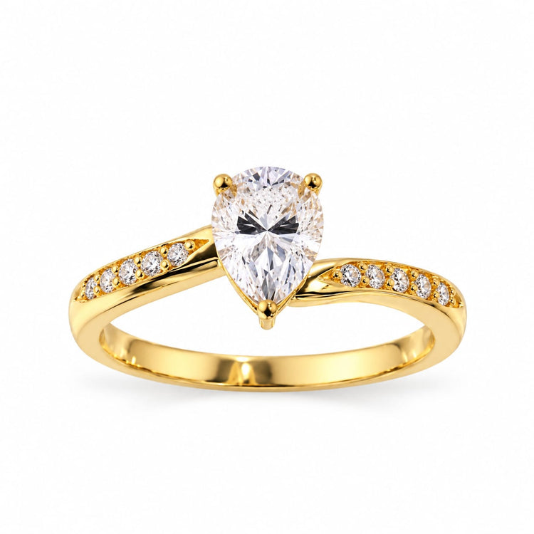 Anillo de compromiso con moissanitas Gotas de amor en oro 18k – Jade18k