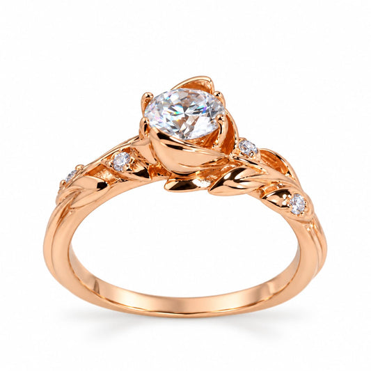 Anillo con Diamante de laboratorio Esencia de Luz en oro rosado 18k – Jade18k
