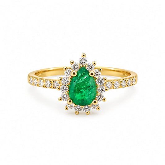 Anillo Gota De Esmeralda en oro 18k – Jade18k