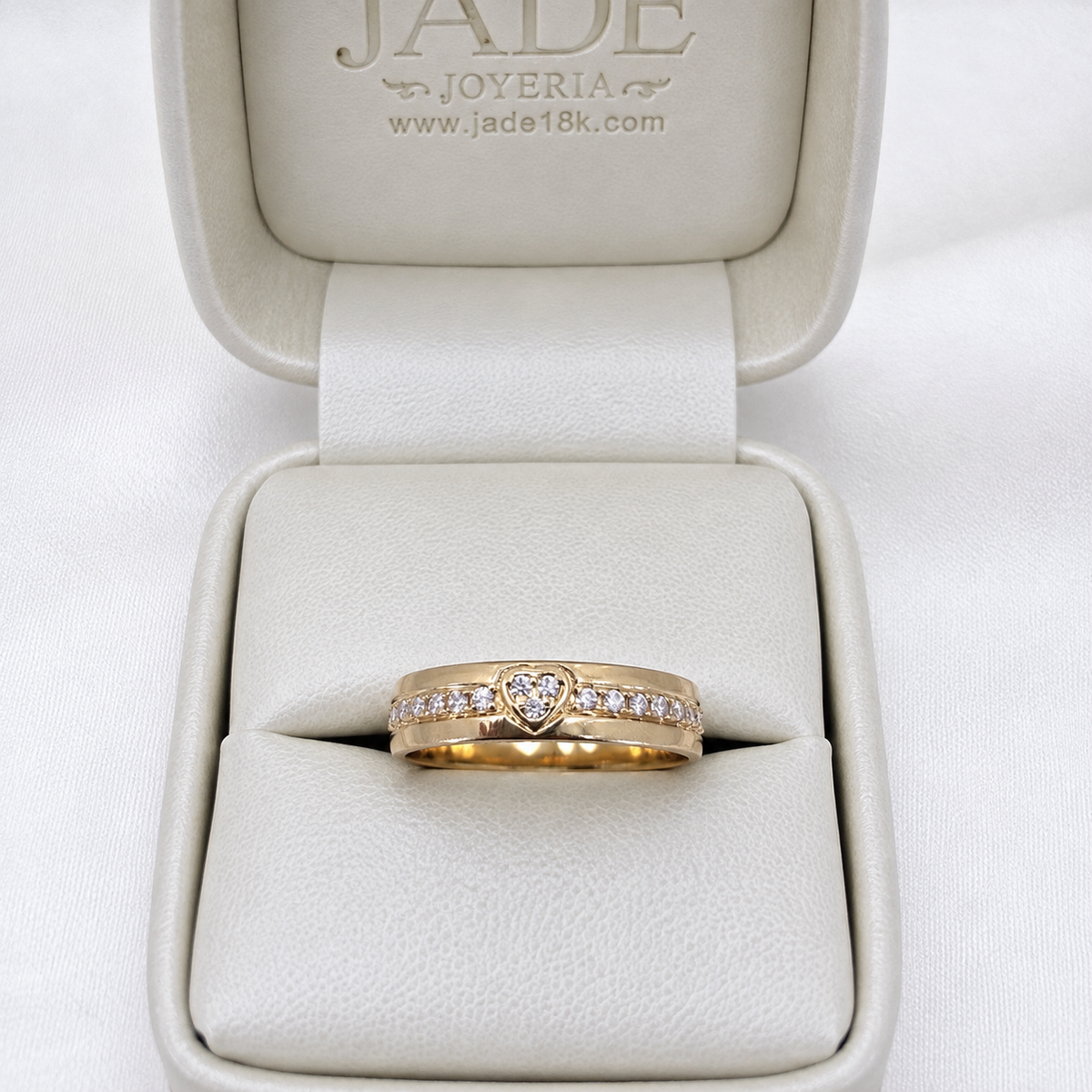Aro de Boda con moissanite Corazón solitario en oro 18k – Jade18k (vista 3)