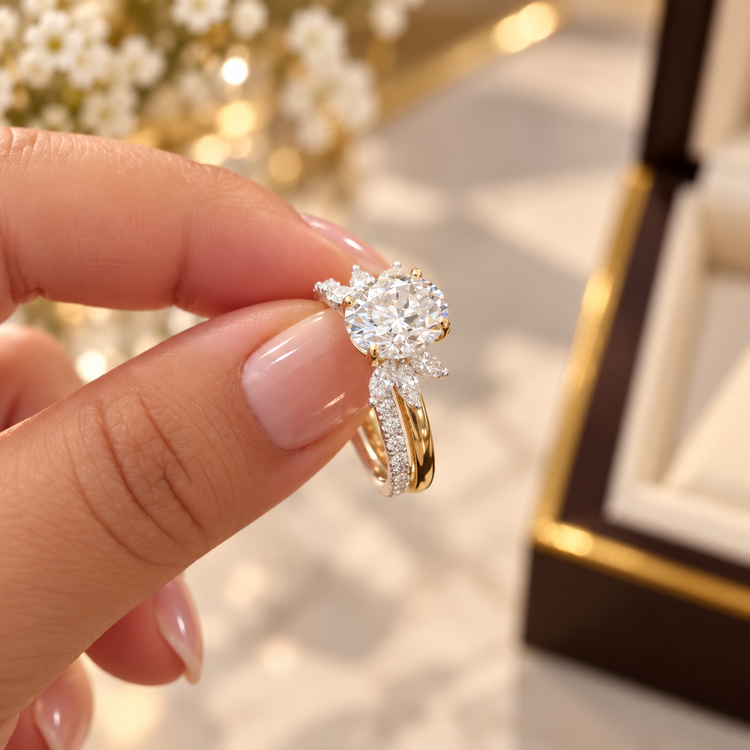 Anillo de compromiso en Oro 18k y plata