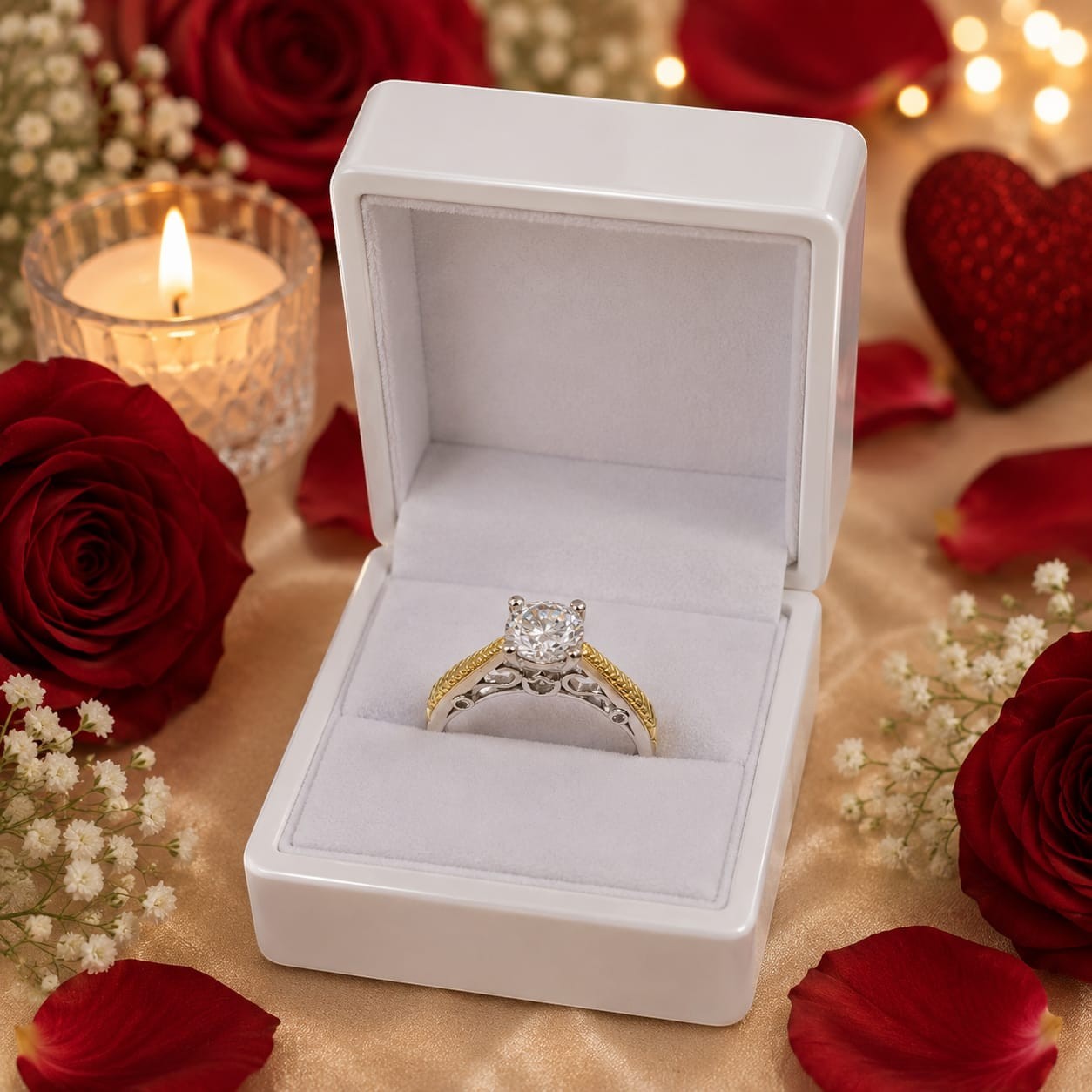 Anillo de compromiso Brillo de LUZ de Jade18k en oro 18k y plata con circon y moissanitas laterales.