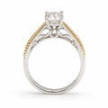 Anillo de compromiso Jade18k Brillo de LUZ en oro 18k y plata con circon central y moissanitas laterales