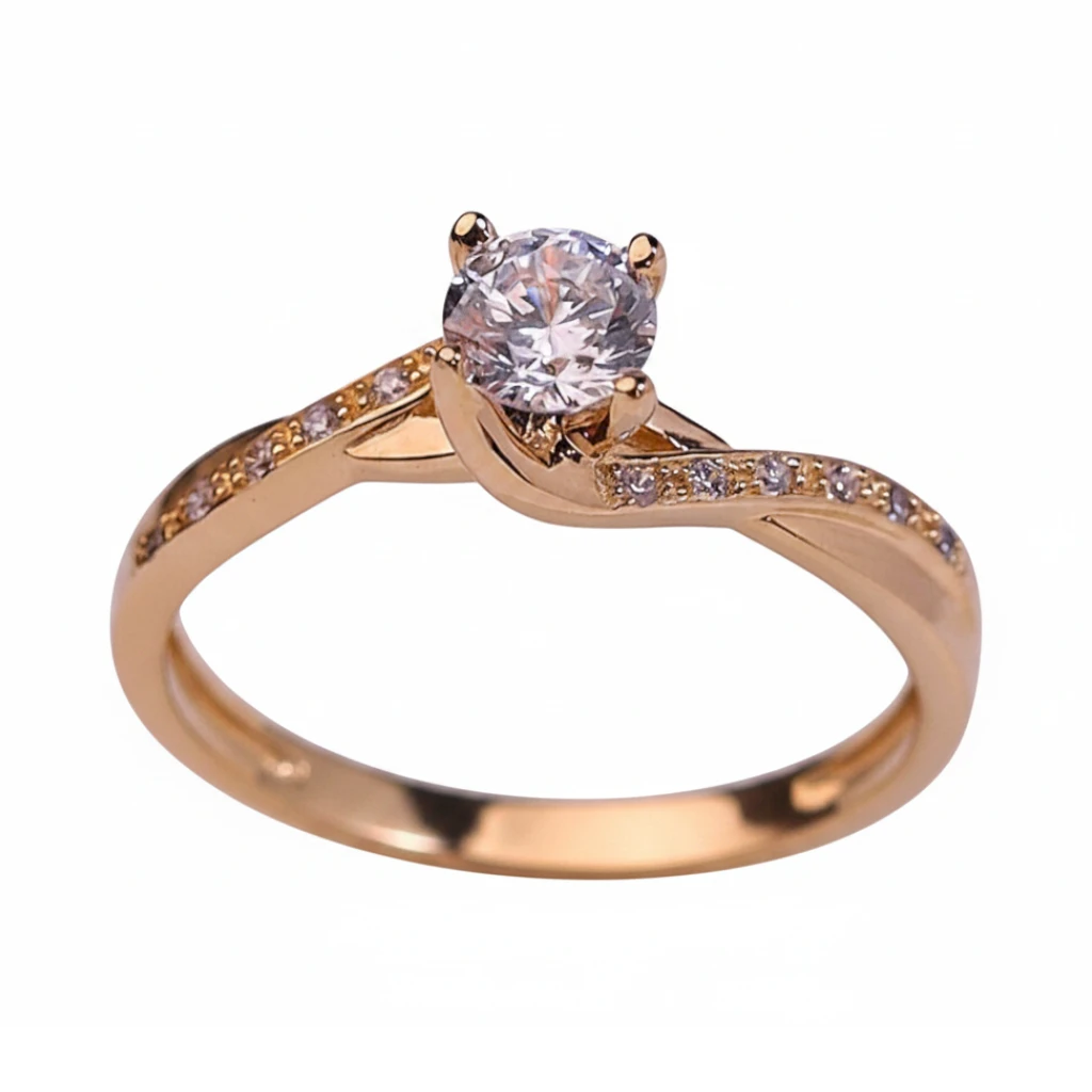 Jade18k Paulina engagement ring in 18k orange gold with a central cubic zirconia and pavé details.