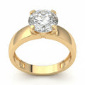 Jade18k engagement ring in 18k orange gold with a large round cubic zirconia stone.