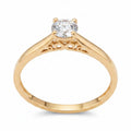 Jade18k Yesabel engagement ring in 18k orange gold with a zircon stone and intricate detailing on the band.
