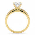 Jade18k 18k orange gold eternity engagement ring with pave set cubic zirconia stones.