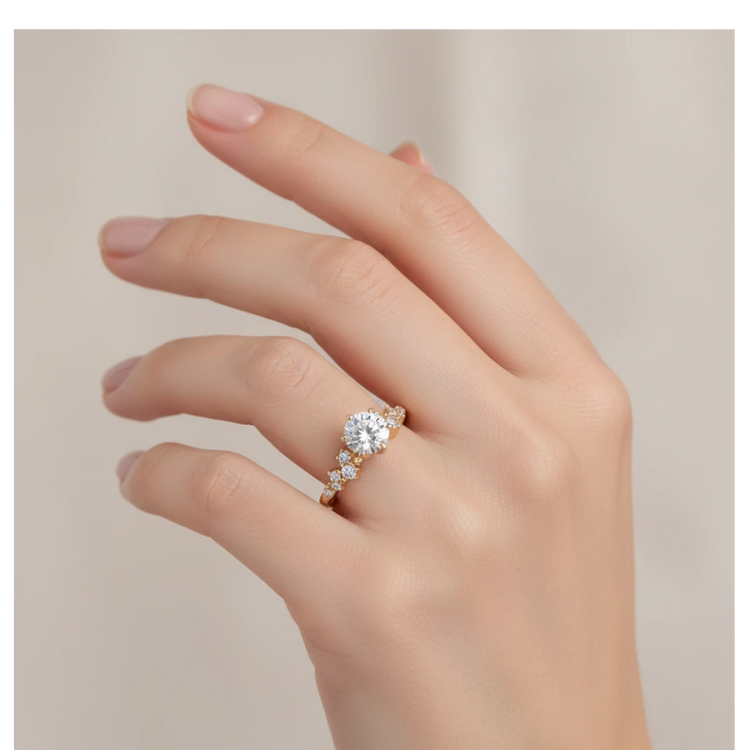 Anillo de Compromiso con Moissanite Frisda 2 en oro 18k – Jade18k (vista 2)