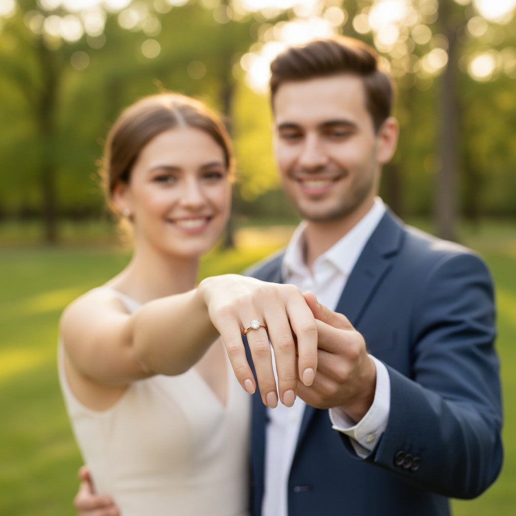 Jade18k Aitana engagement ring in 18k yellow gold with a round-cut zircon stone, approx. 5 grams.