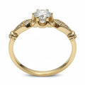 Jade18k Classic Solitaire Engagement Ring in yellow gold with a central diamond and pavé diamond shoulders.