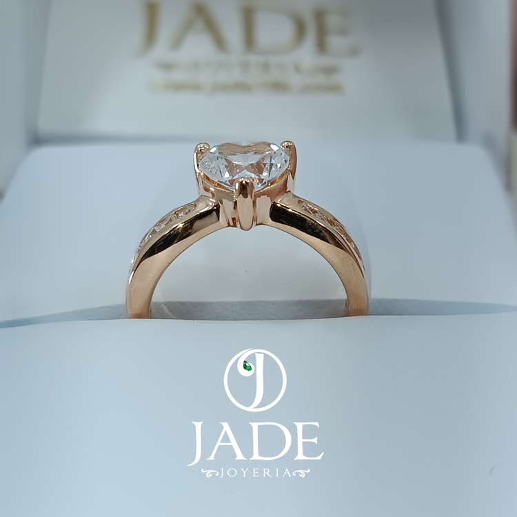 Anillo corazón Nicoll en oro rosado 18k – Jade18k (vista 3)
