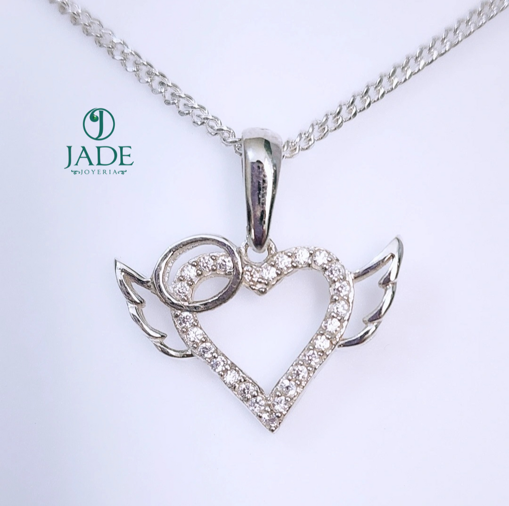 Dije Angel de Corazón en plata ley