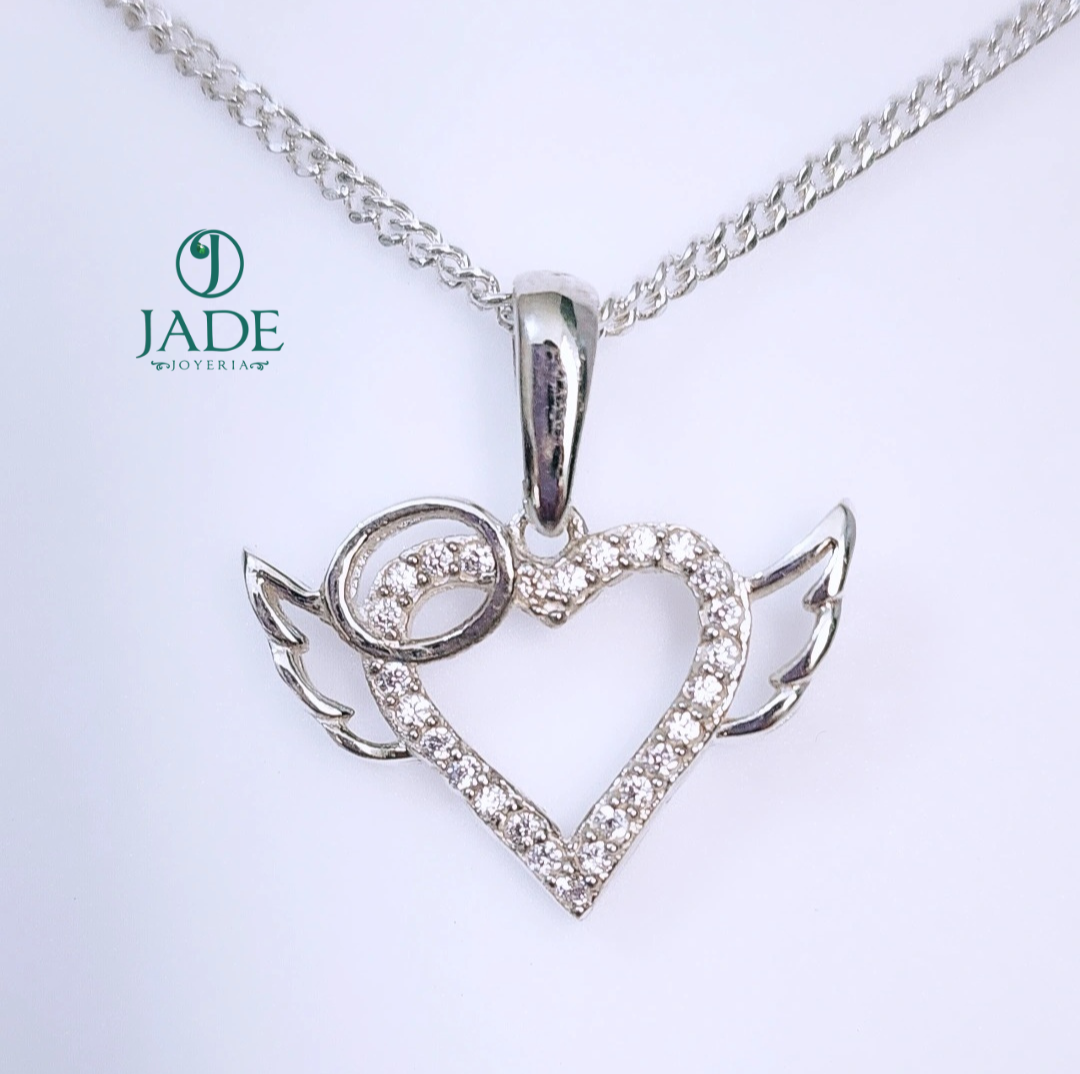 Dije Angel de Corazón en plata ley
