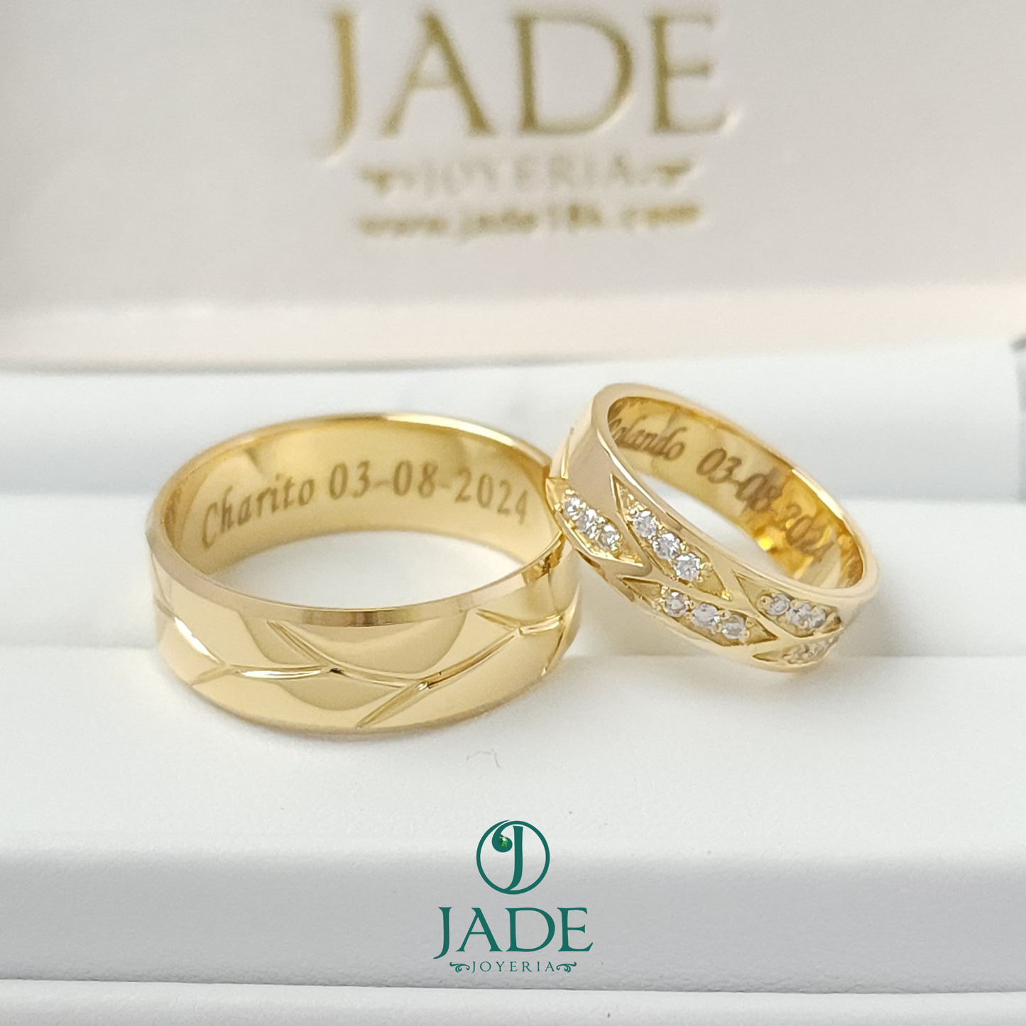 Aros de matrimonio Ariel en oro 18k