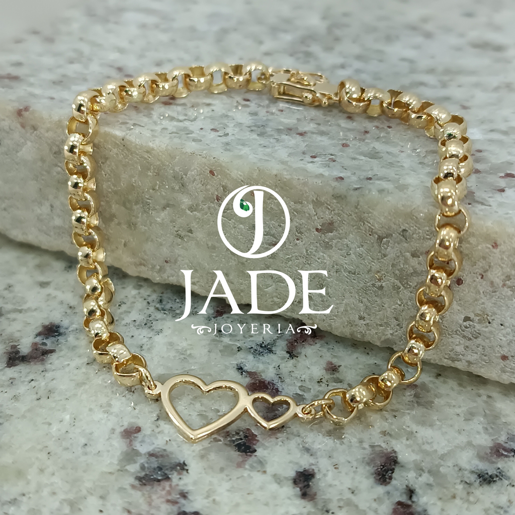 Pulsera Rolón cerrado con dije doble corazón