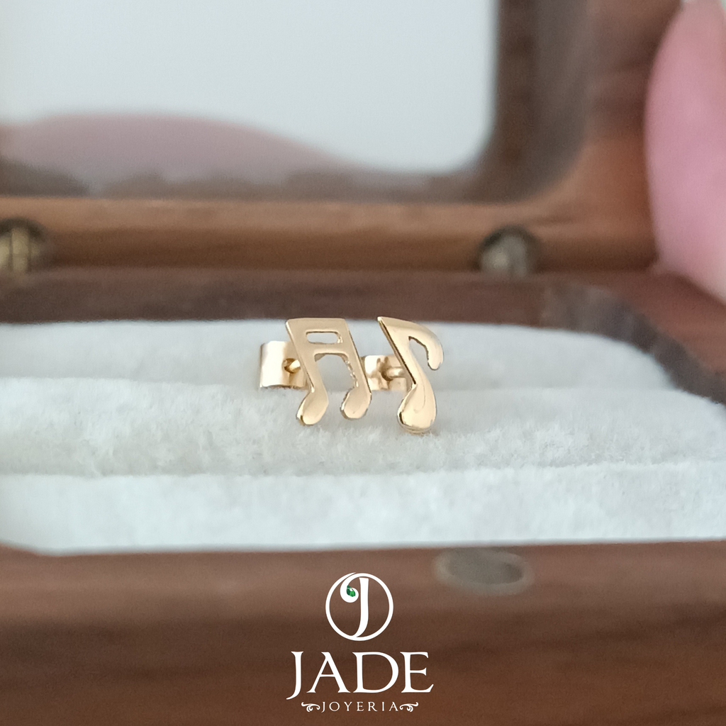 Aretes Nota Musical para Bebé Oro de 18k