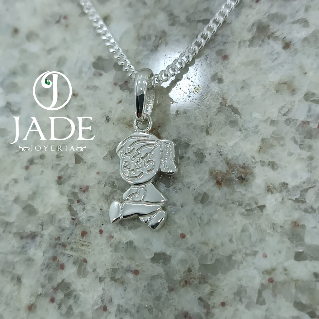 Dije de niña en relieve plata ley