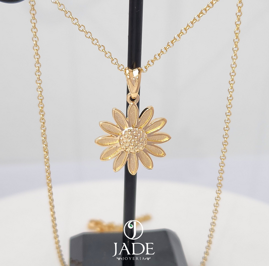 Dije de girasol en oro 18k