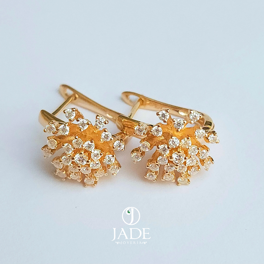 Aretes de copo de nieve en oro 18k