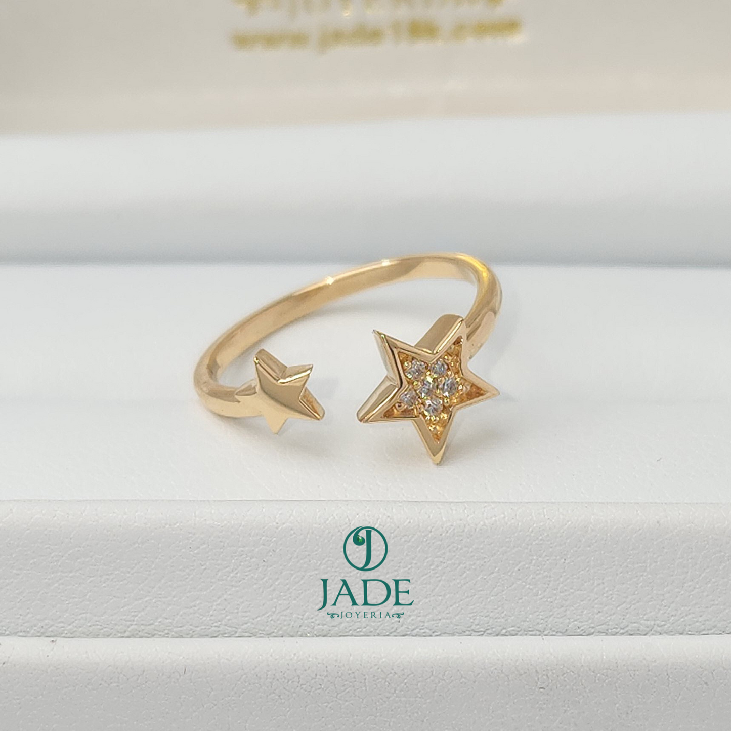 Anillo doble estrella en oro 18k