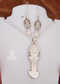 Juego de aretes y collar Tumi en plata ley