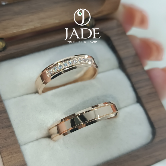 Aros de matrimonio Royce en oro rosado 18k – Jade18k (vista 4)