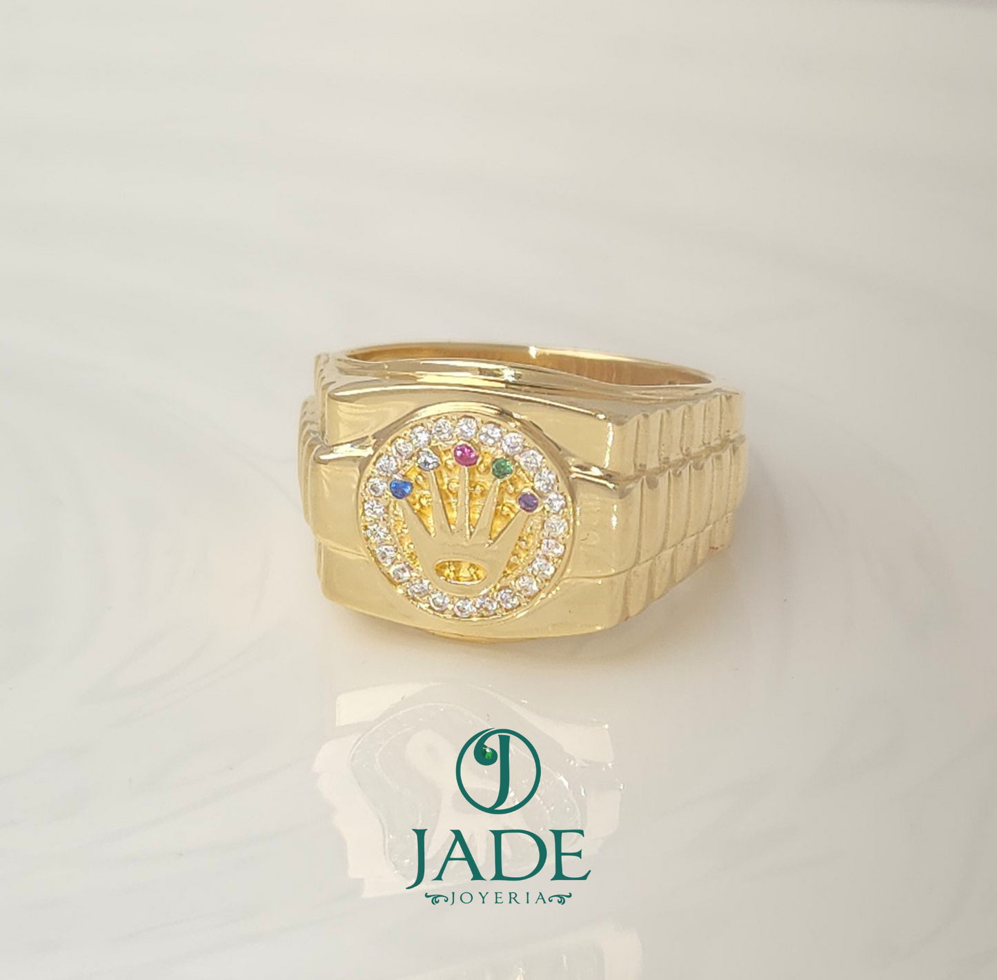 Anillo Chevalier estilo Rolex en oro 18k