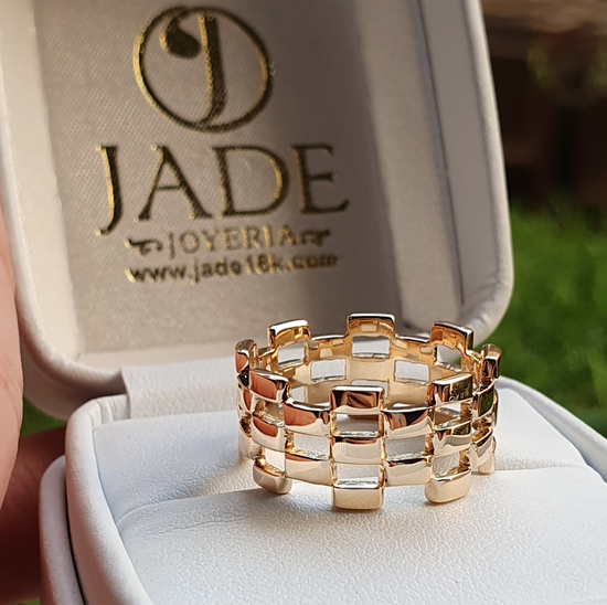Anillo tejido ancho en oro 18k – Jade18k (vista 3)