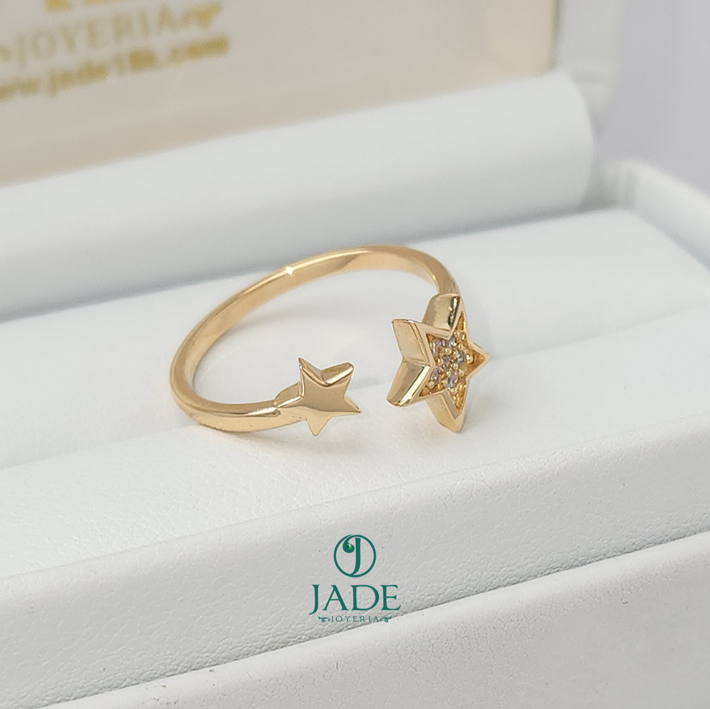 Anillo doble estrella en oro 18k