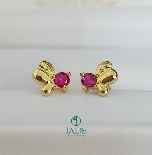 Aretes abridores de mariposa en oro 18k