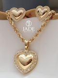 Juego de Aretes y collar corazón