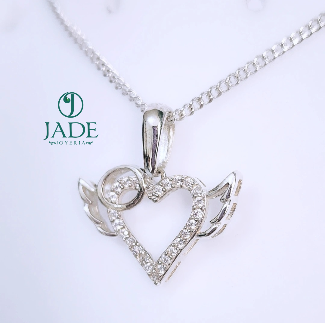 Dije Angel de Corazón en plata ley