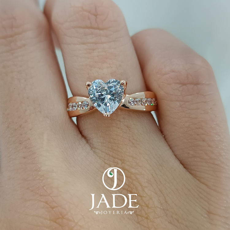 Anillo corazón Nicoll en oro rosado 18k – Jade18k (vista 2)