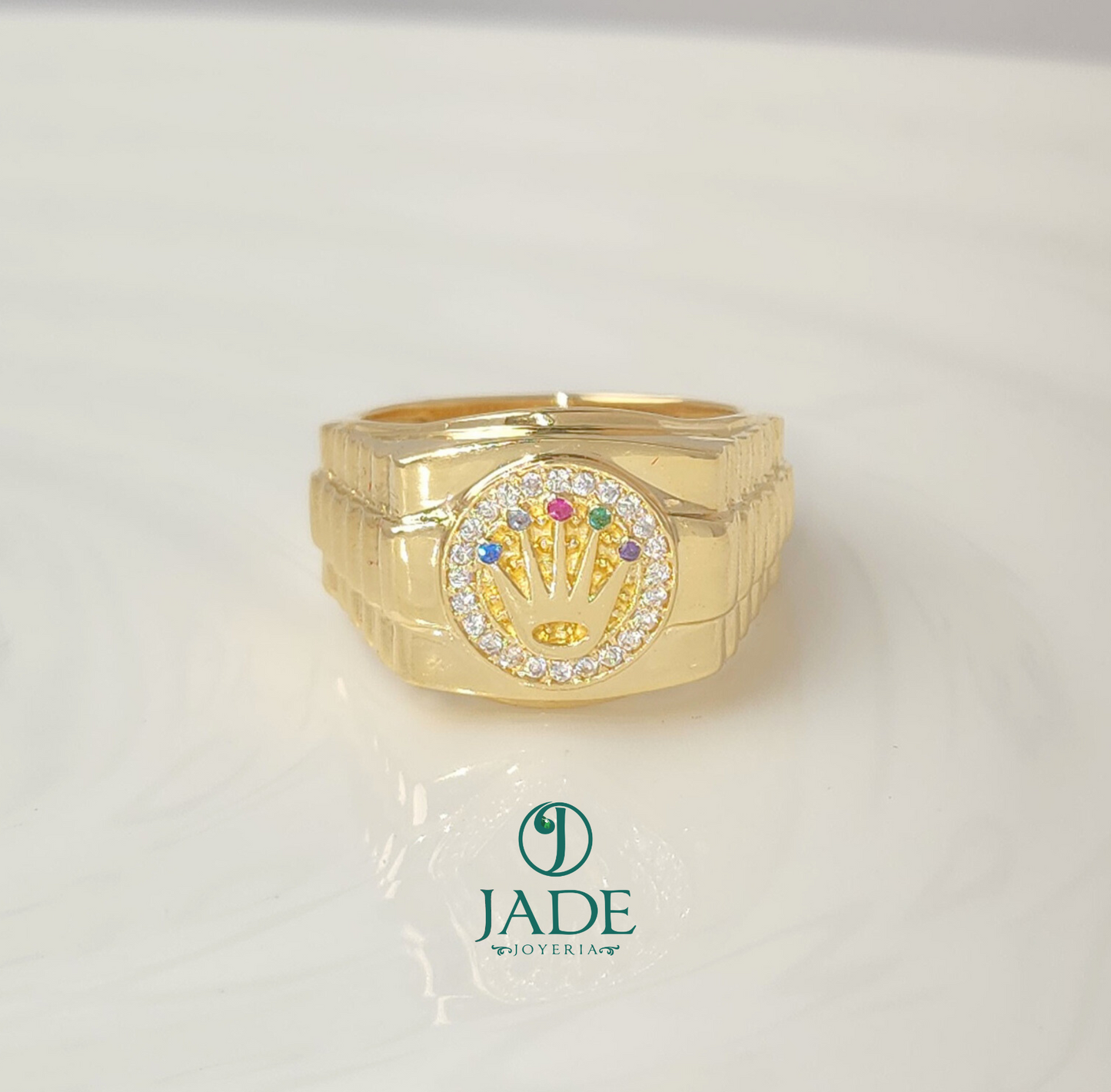 Anillo Chevalier estilo Rolex en oro 18k