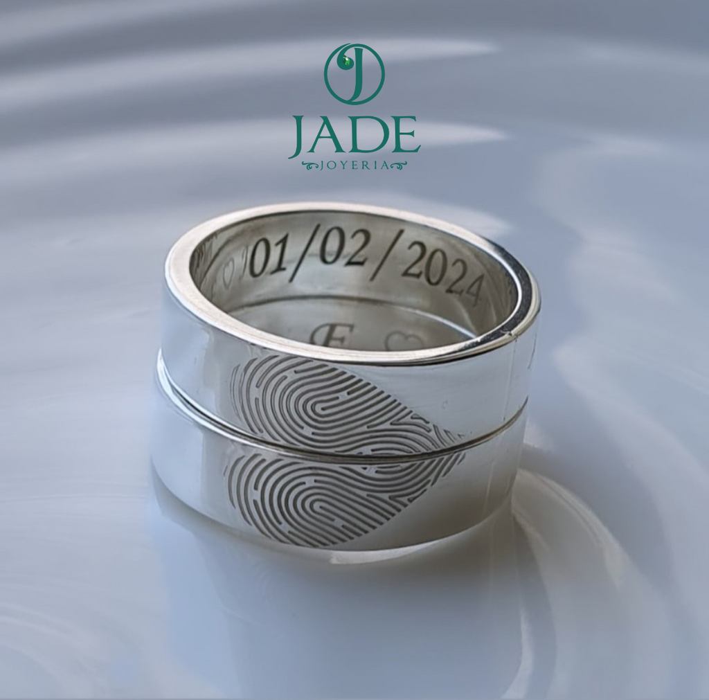 Aros con huella dactilar en plata ley