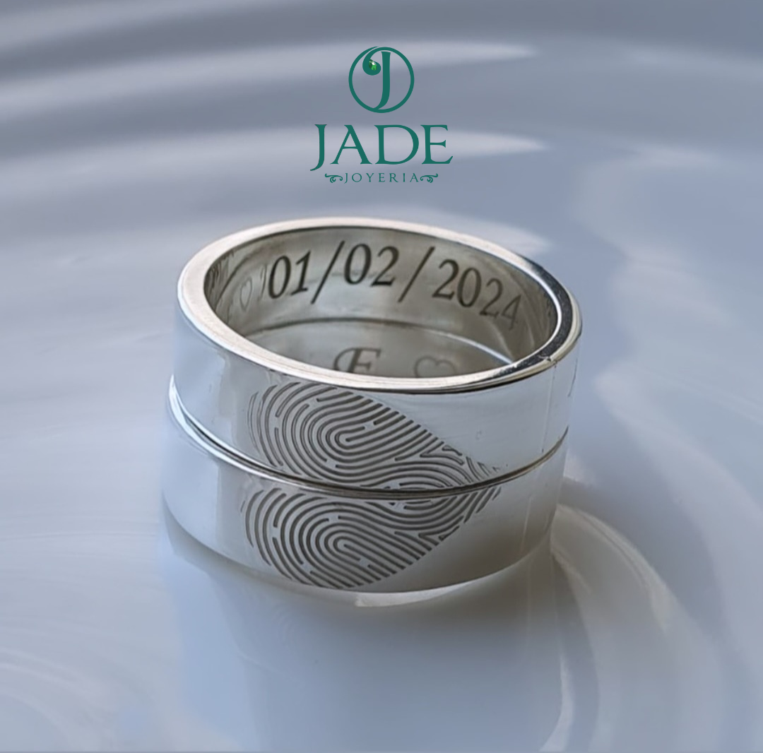 Aros con huella dactilar en plata ley