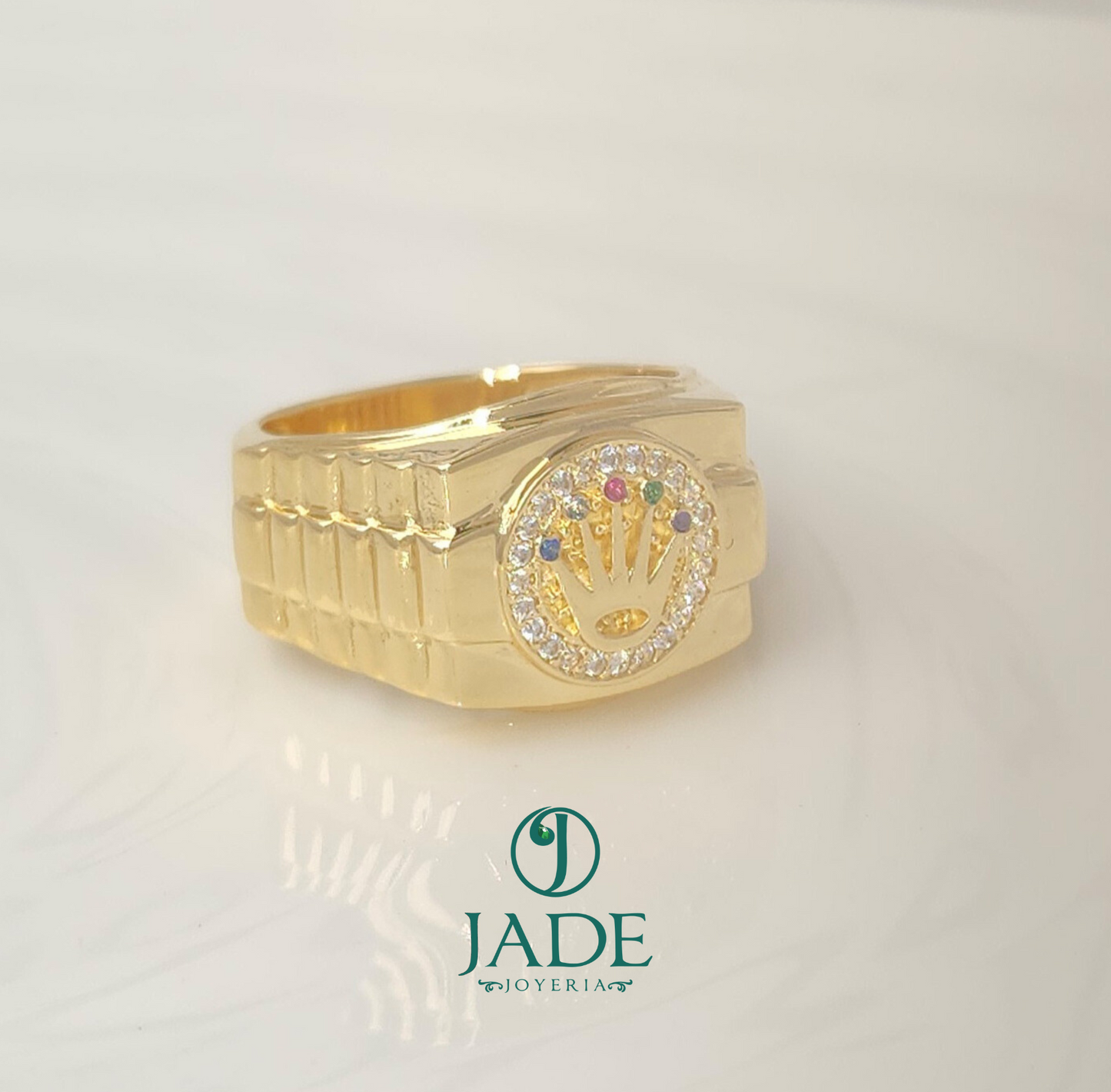 Anillo Chevalier estilo Rolex en oro 18k