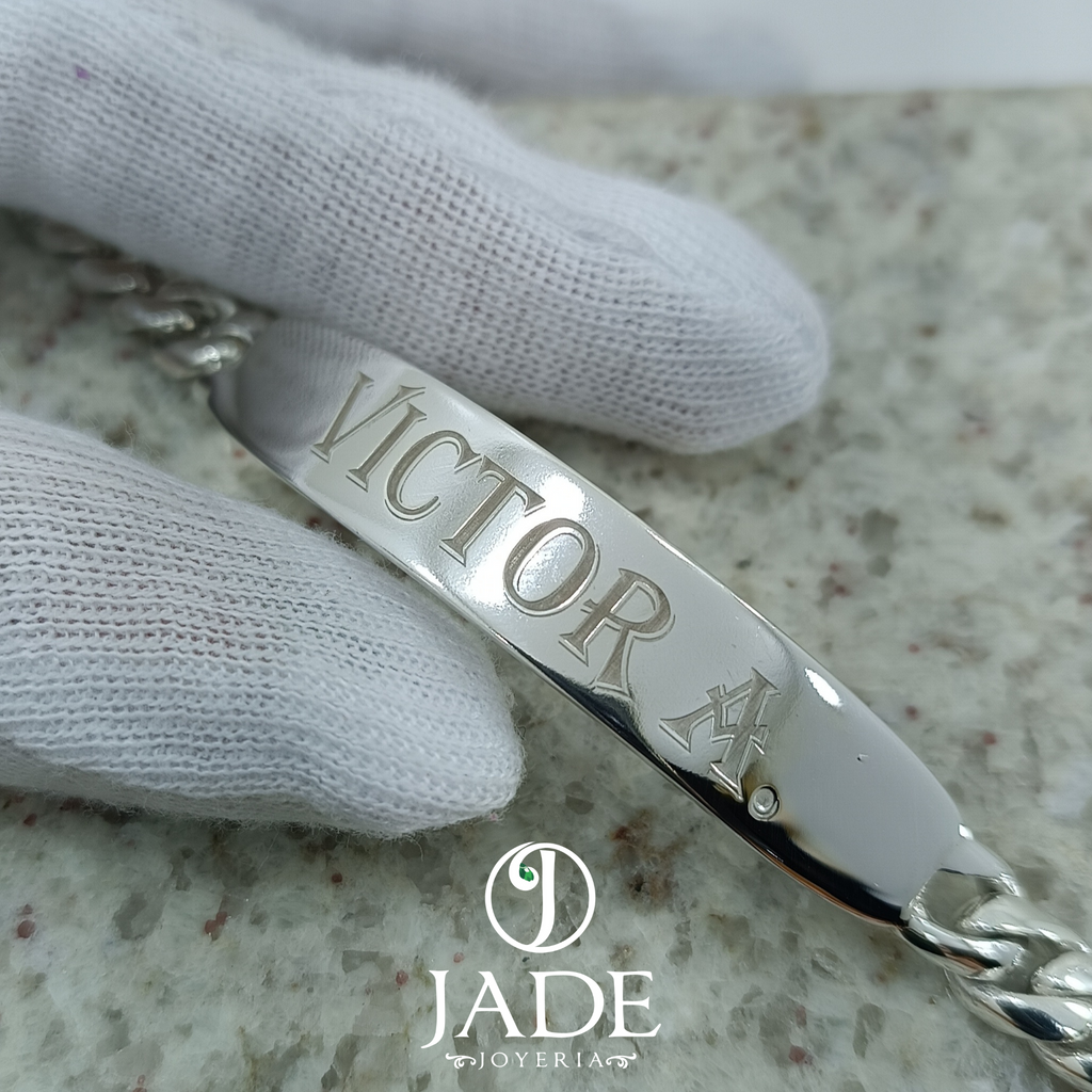 Esclava Varon Nombre Grabado a Láser en Plata Ley