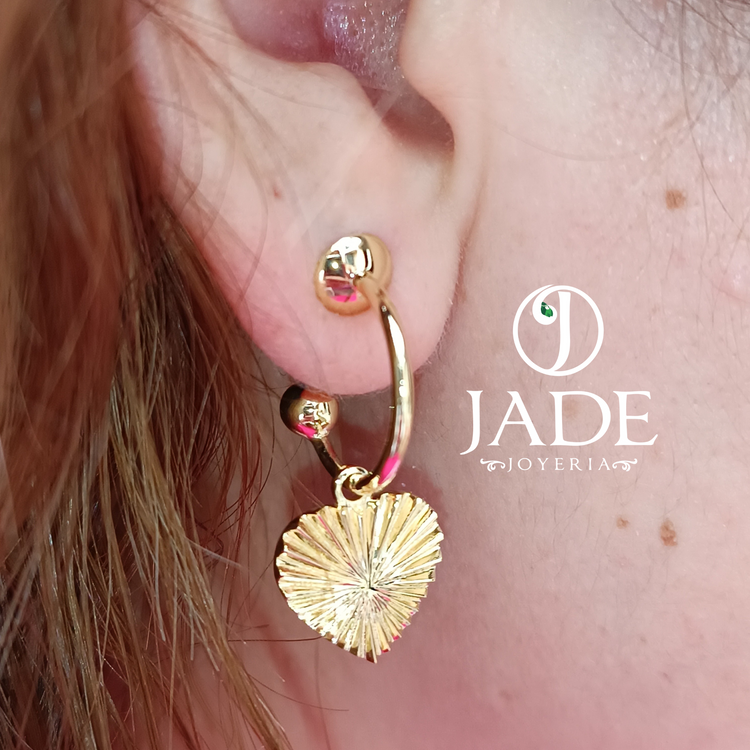 Argollas corazón Milán en oro 18k – Jade18k (vista 3)