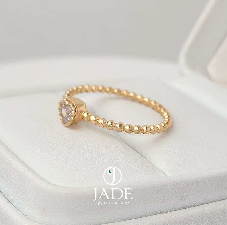 Anillo Corazón Princess en oro 18k – Jade18k (vista 3)