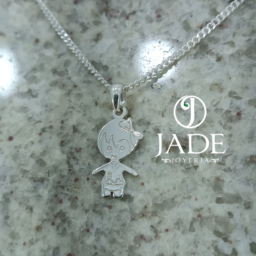 Dije de niña en relieve plata ley
