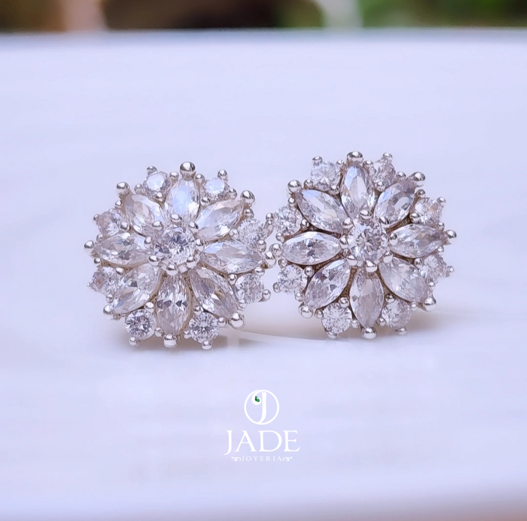 Aretes de Flor Preciosa en plata ley