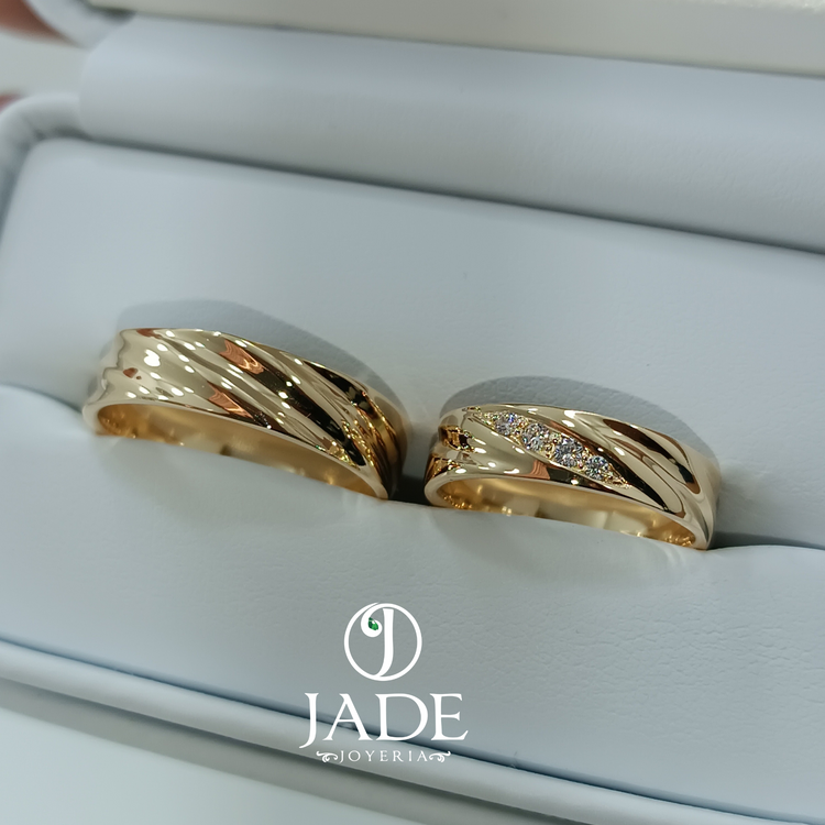 Aros de matrimonio Imperial en oro 18k – Jade18k (vista 3)
